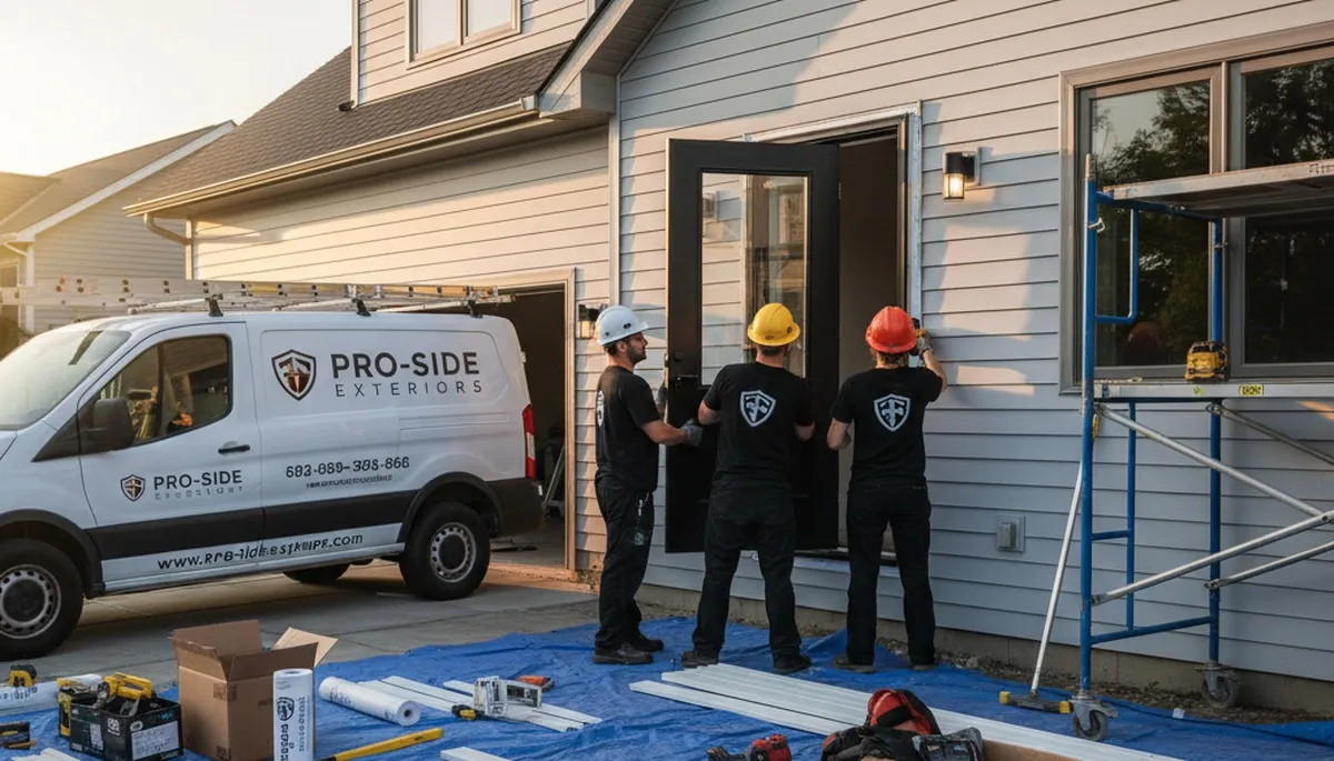 Professional door installation for vinyl-sided home in Columbus, OH by Next Level Exteriors