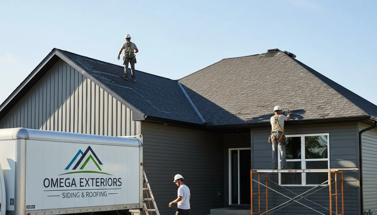 Vinyl siding installation on home exterior in Columbus, OH by Next Level Exteriors contractors